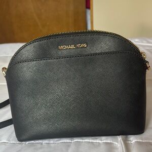 Michael Kors Black Dome Crossbody Bag with Gold Hardware